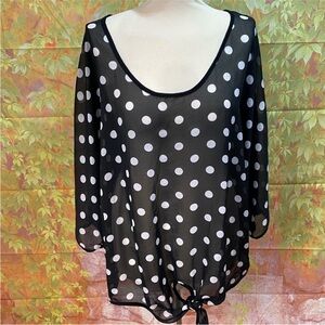 Bongo Polka‎ Dot Tie Front Top